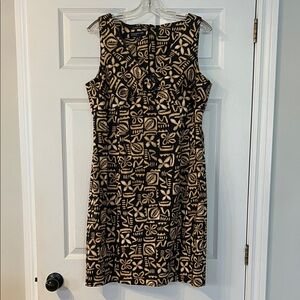 Jones New York Black and Tan Graphic Midi Dress